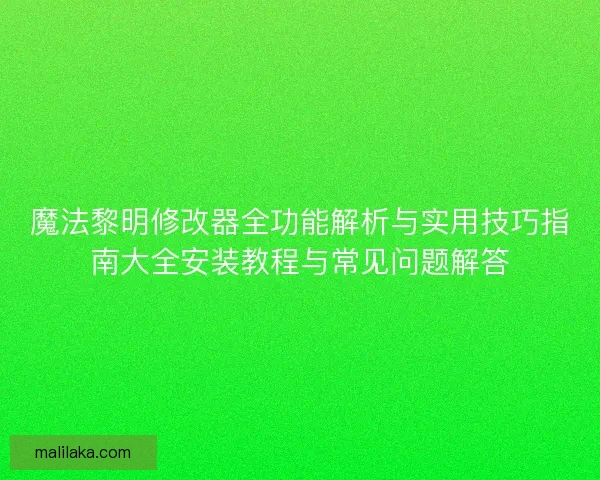 魔法黎明修改器全功能解析与实用技巧指南大全安装教程与常见问题解答